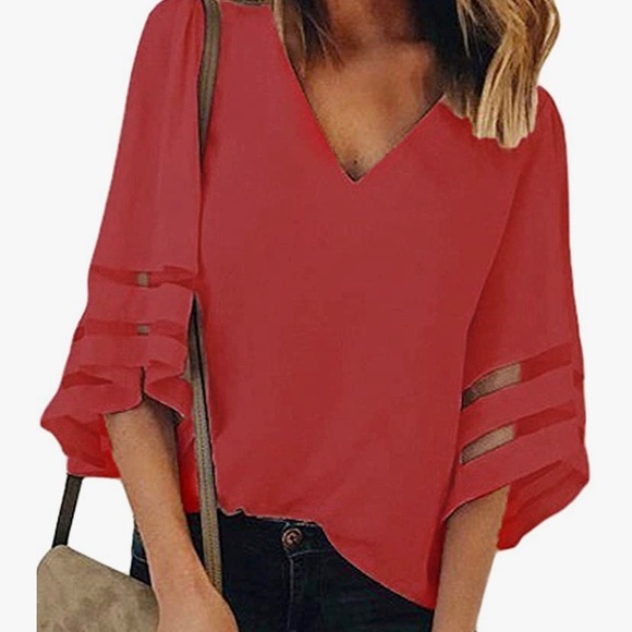 FREE ITEM WITH PURCHASE Gorgeous Roskiki V-neck, bell sleeve blouses!🤩👚😍 - Picture 7 of 8